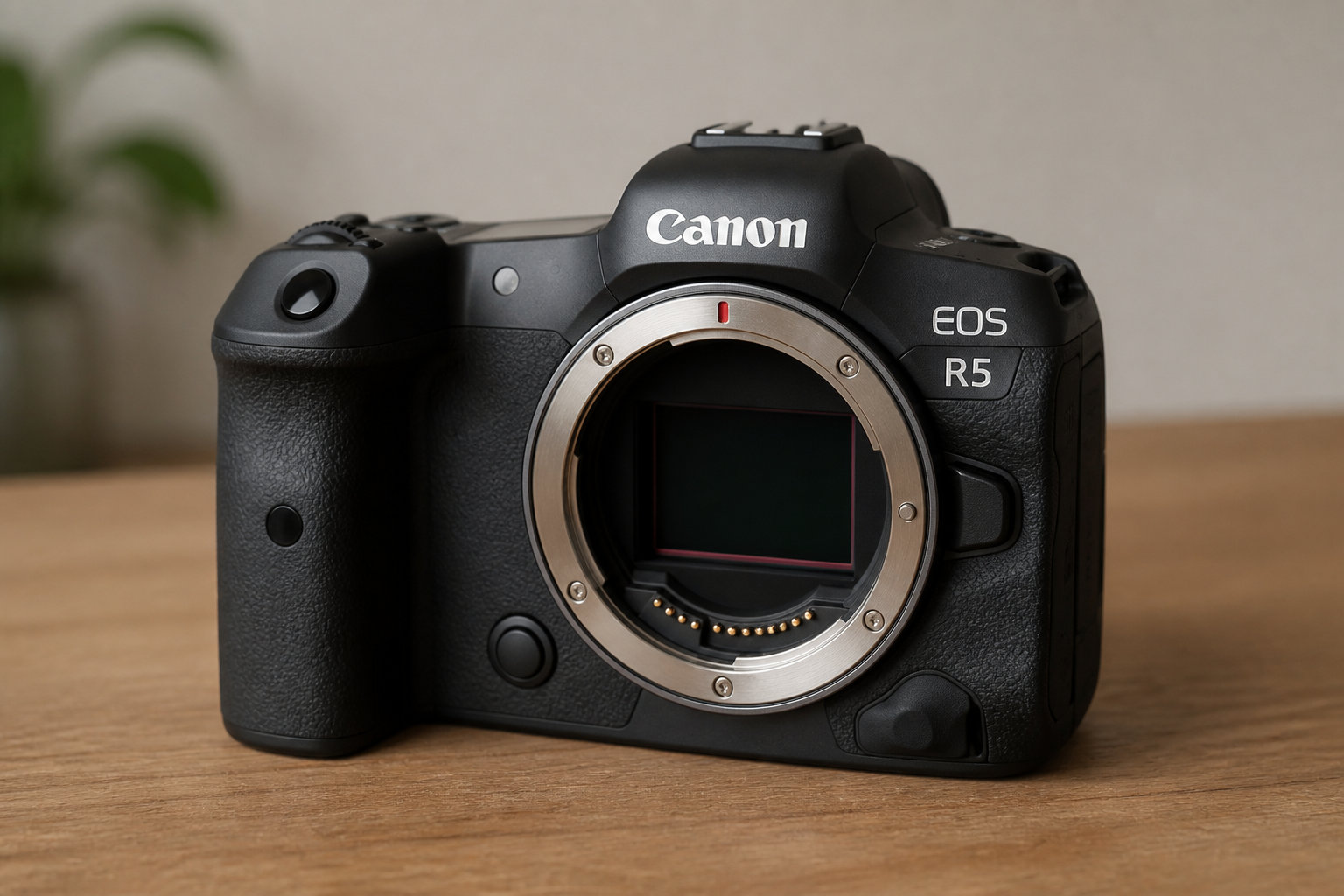 Boîtier Canon EOS R5 vue de face, matériel utilisé pour shooting mode professionnel